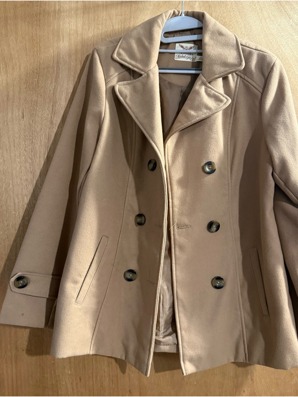 Faded Glory Double-Breasted Peacoat - Tan